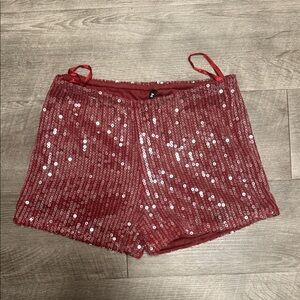 Motel Rocks Burgundy Sequin Shorts